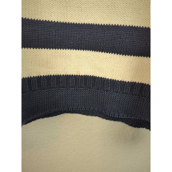 Boden Mens 1/4 Zip Pullover Sweater Size M Medium Navy Blue White Stripe Cotton - Picture 7 of 8